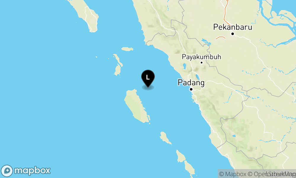 Peta Gempa Pusat gempa berada di laut 48 km timur laut Pulau Siberut - Kep. Mentawai