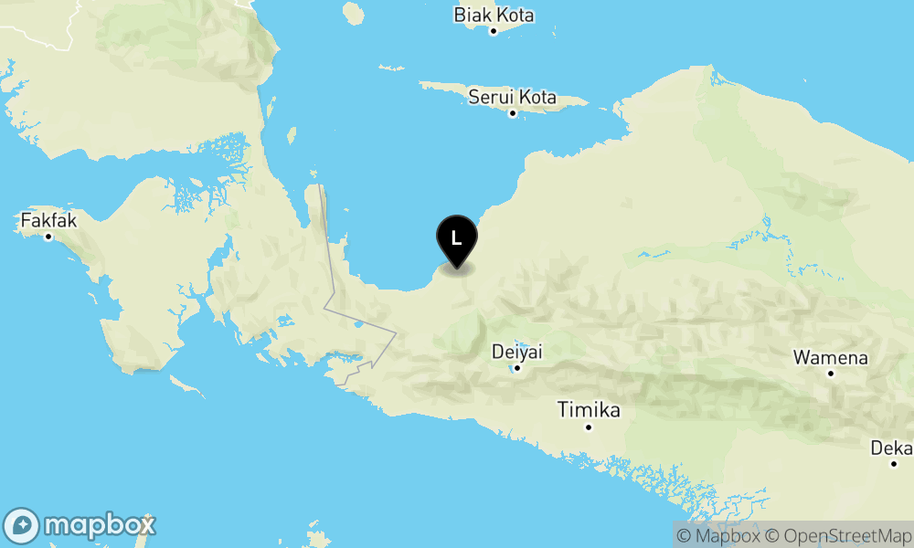Peta Gempa Pusat gempa berada di darat 29 km Timurlaut Nabire