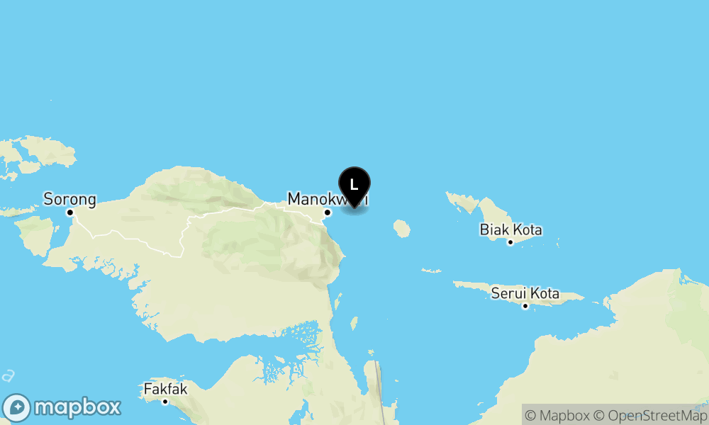 Peta Gempa Pusat gempa berada di laut 33 km timur Manokwari