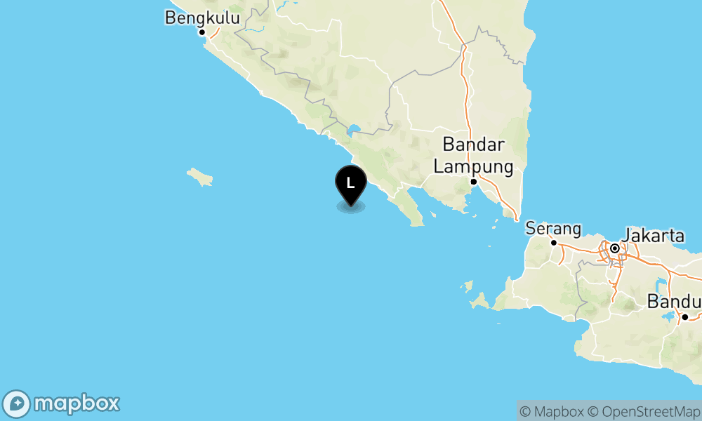 Peta Gempa Pusat gempa berada di laut 63 km baratdaya Pesisir Barat