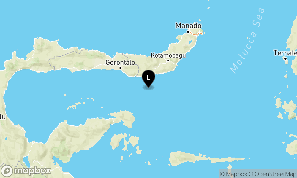Peta Gempa 47 km BaratDaya BOLAANGUKI-BOLSEL-SULUT