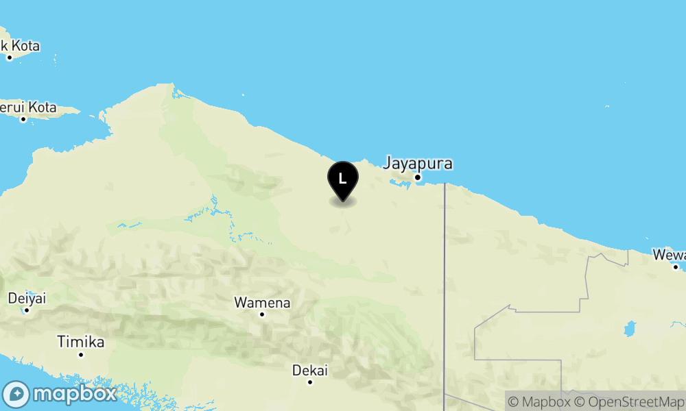 Peta Gempa Pusat gempa berada didarat 68 km BaratDaya Kab. Jayapura