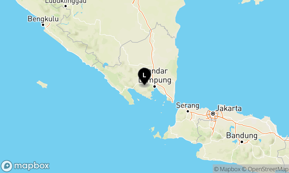 Peta Gempa Pusat gempa berada di darat 10 km barat daya Pesawaran