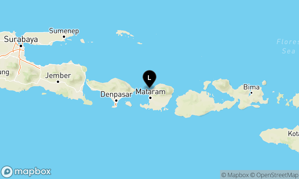 Peta Gempa Pusat gempa berada di laut 8 km barat daya Lombok Utara