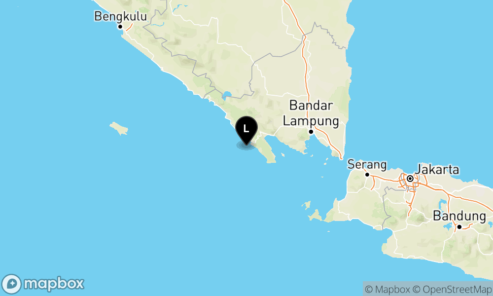 Peta Gempa Pusat gempa berada di laut 53 km barat daya Tanggamus