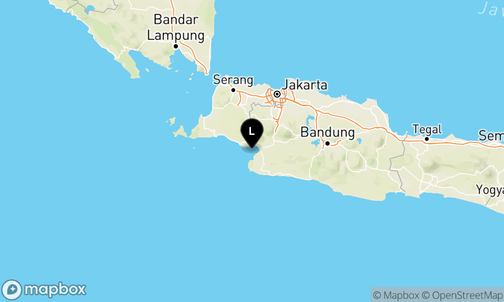 Peta Gempa Pusat gempa berada di laut 14 km barat daya Kab. Sukabumi