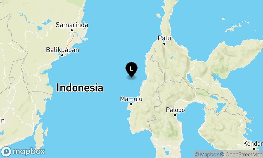 Peta Gempa Pusat gempa berada di laut 67 km BaratLaut Mamuju Tengah