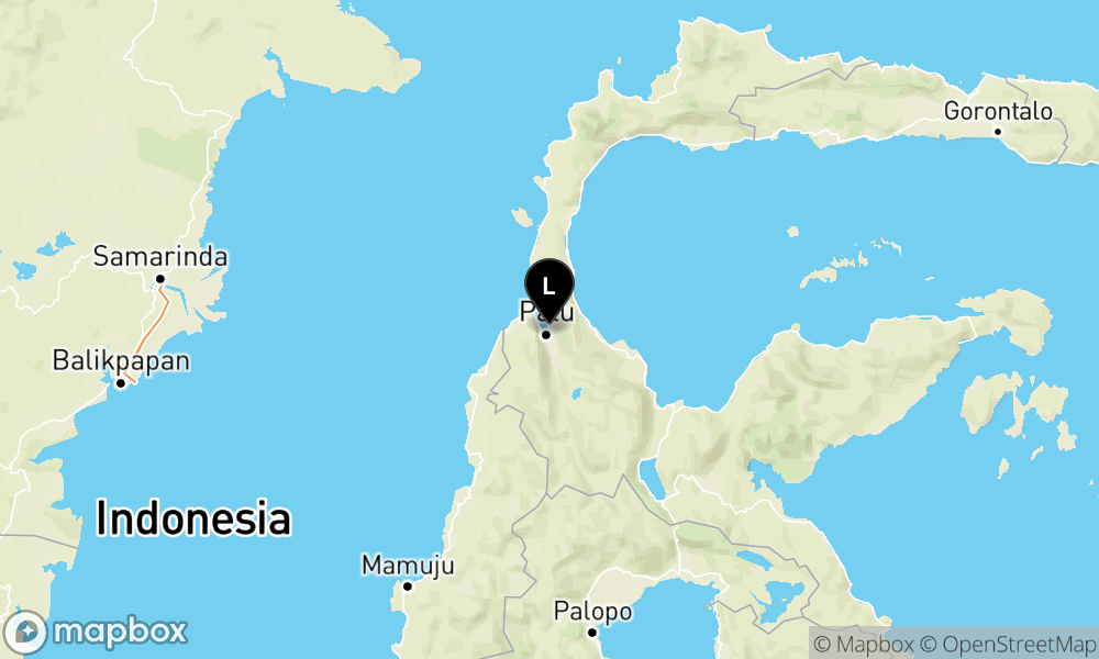 Peta Gempa Pusat gempa berada di darat 5 Km Timur Laut Palu