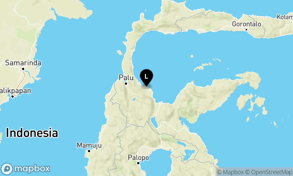 Peta Gempa Pusat gempa berada di darat 6 km BaratLaut Sausu, Kab. Parigi Moutong