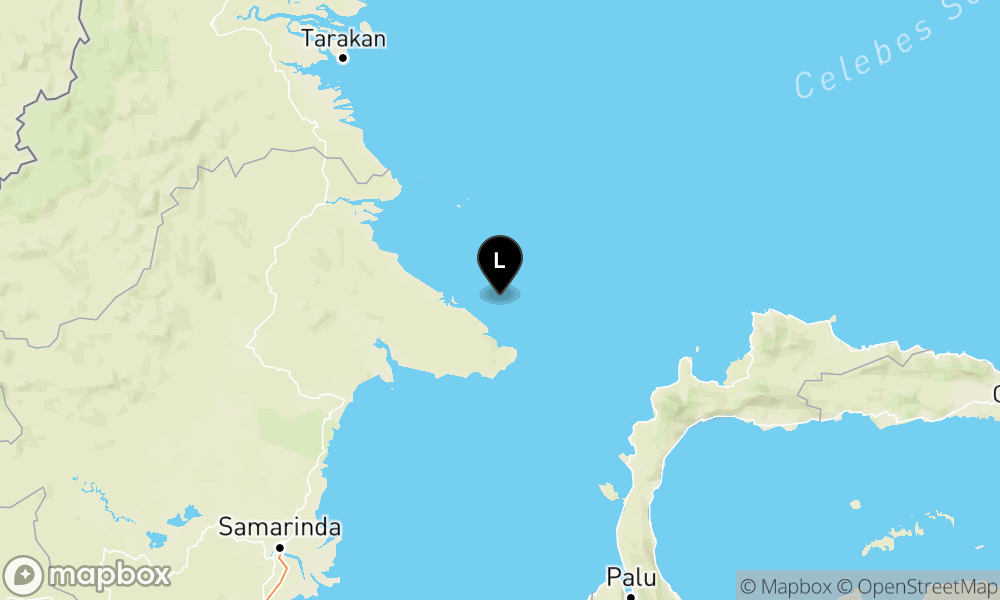Peta Gempa Pusat gempa berada di laut 26.5 km TimurLaut Biduk-Biduk