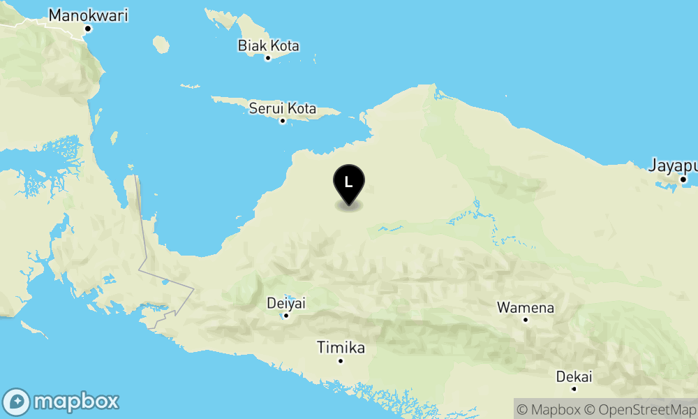 Peta Gempa 34 km Tenggara WAROPEN-PAPUA