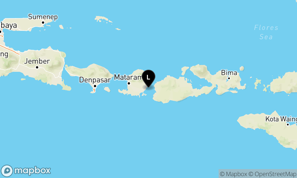Peta Gempa Pusat gempa berada di laut 13 km Tenggara Lombok Timur