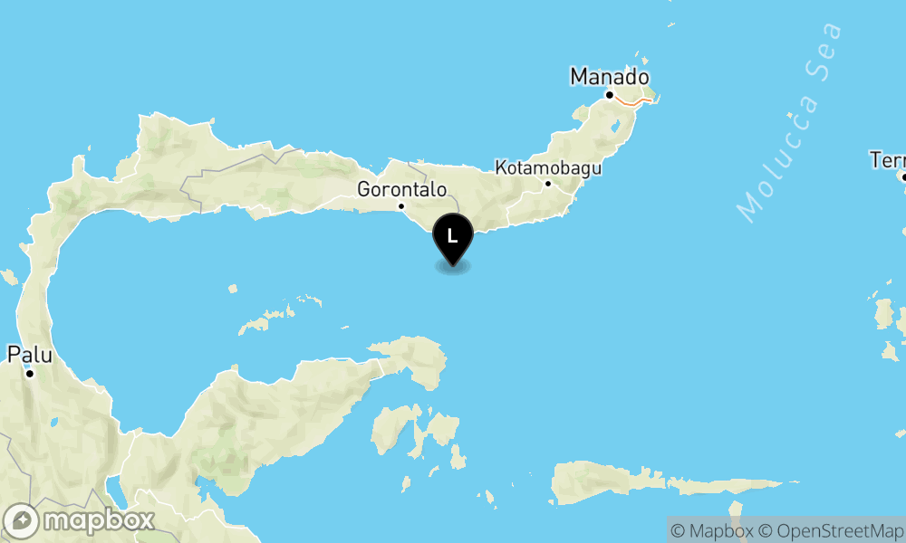 Peta Gempa 69 km BaratDaya BOLAANGUKI-BOLSEL-SULUT