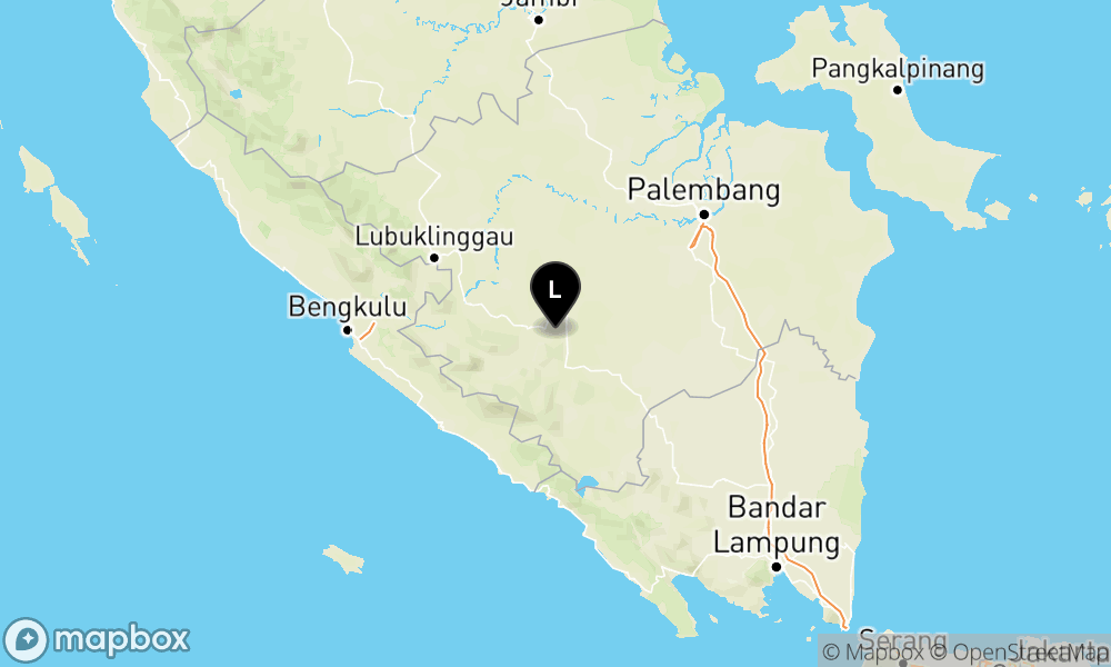 Peta Gempa Pusat gempa berada di darat 20 km BaratDaya Muara Enim