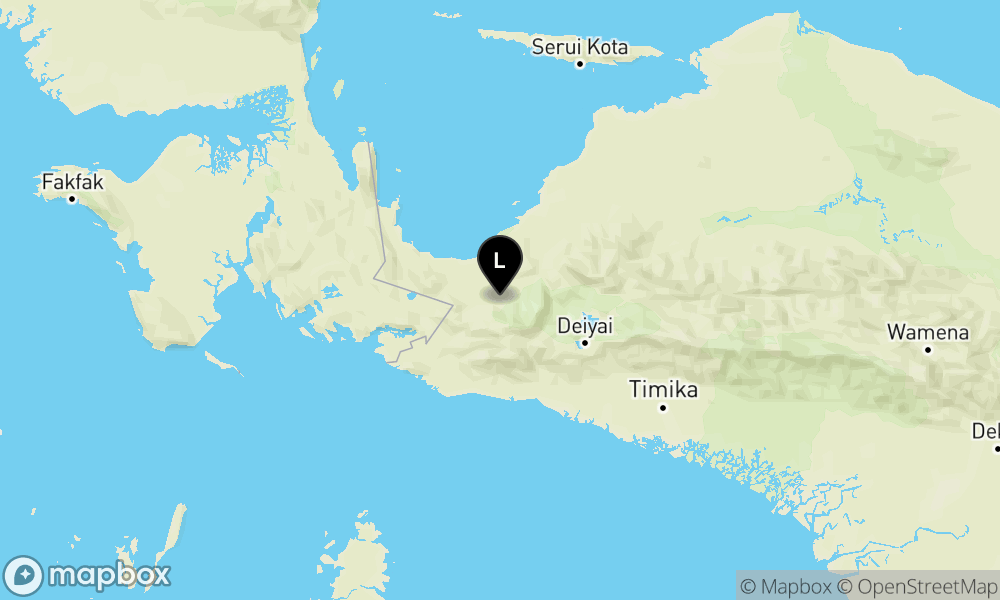 Peta Gempa Pusat gempa berada di darat 27 km barat daya Nabire