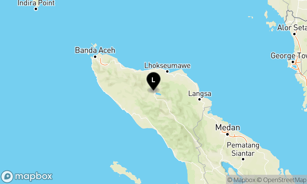 Peta Gempa Pusat gempa berada di darat 6 km barat laut Takengon-Aceh Tengah