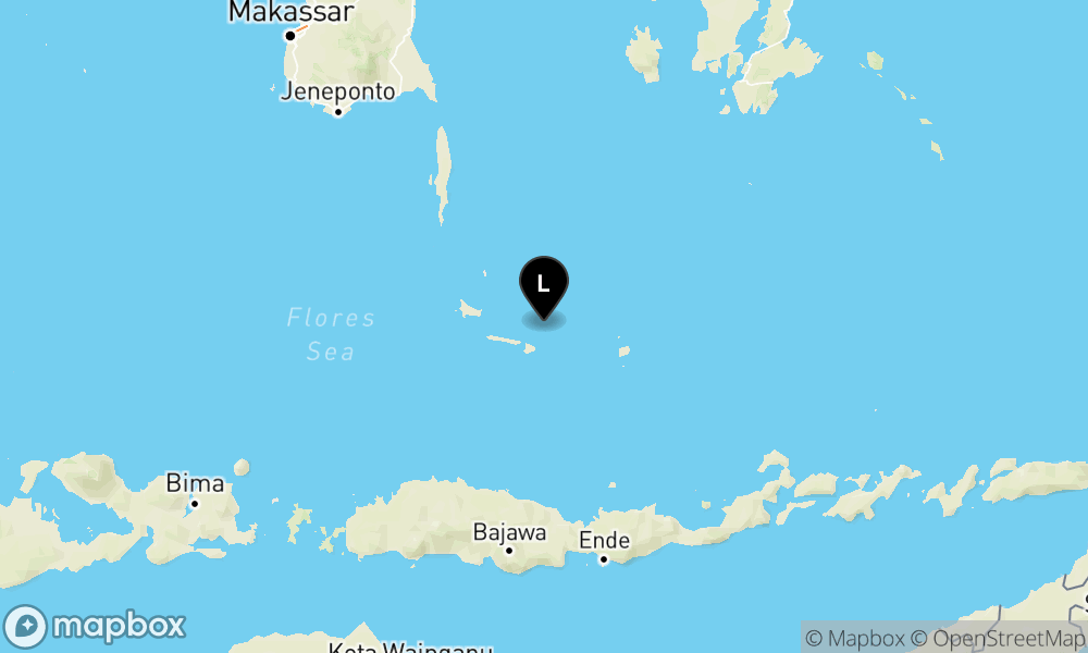 Peta Gempa Pusat gempa berada di laut 128 km tenggara Selayar