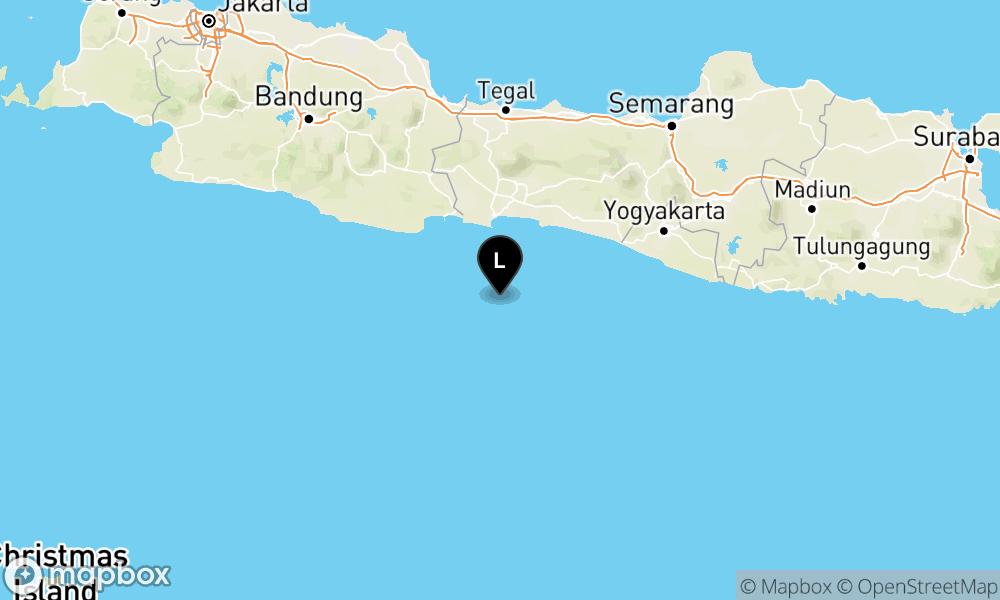 Peta Gempa Pusat gempa berada di laut 67 km Tenggara Cilacap