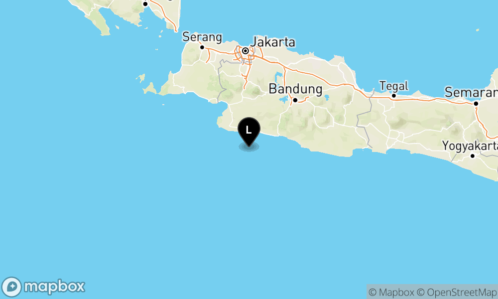 Peta Gempa Pusat gempa berada di laut 87 km BaratDaya Kota Sukabumi