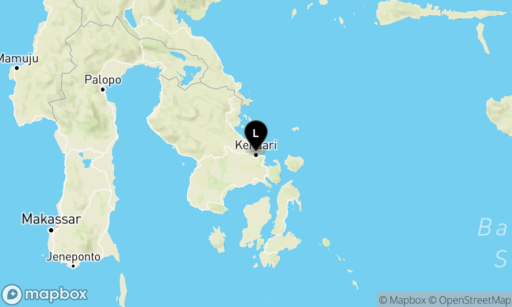 Peta Gempa Pusat gempa berada di darat 2.8 km Tenggara Mandonga, Kota Kendari