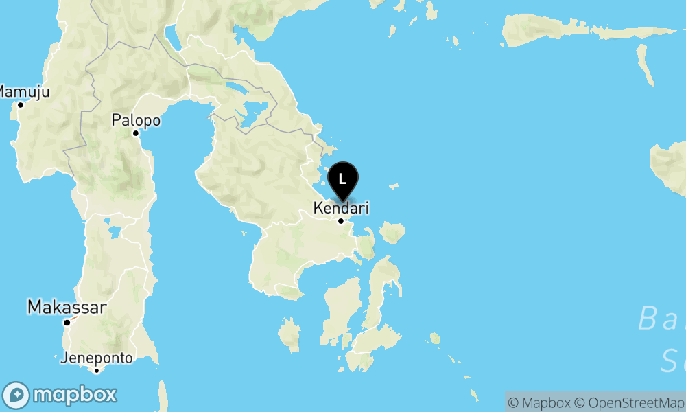 Peta Gempa Pusat gempa berada di laut 54 km timurlaut Konawe
