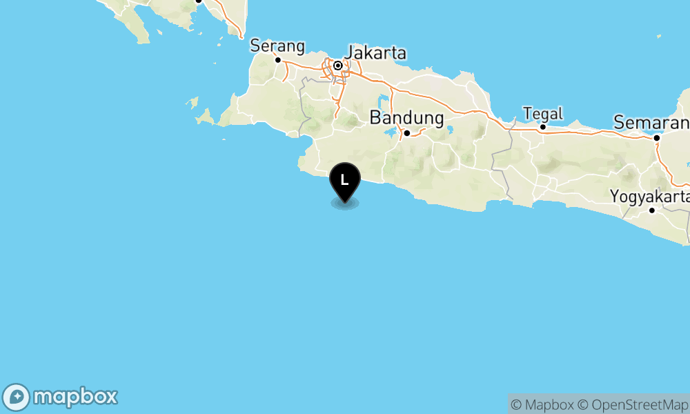 Peta Gempa Pusat gempa berada di laut 93 km baratdaya Sukabumi