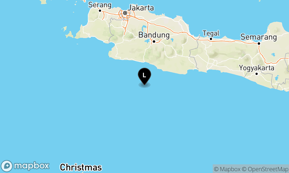 Peta Gempa Pusat gempa berada di laut 119 km Barat Daya Kab. Garut