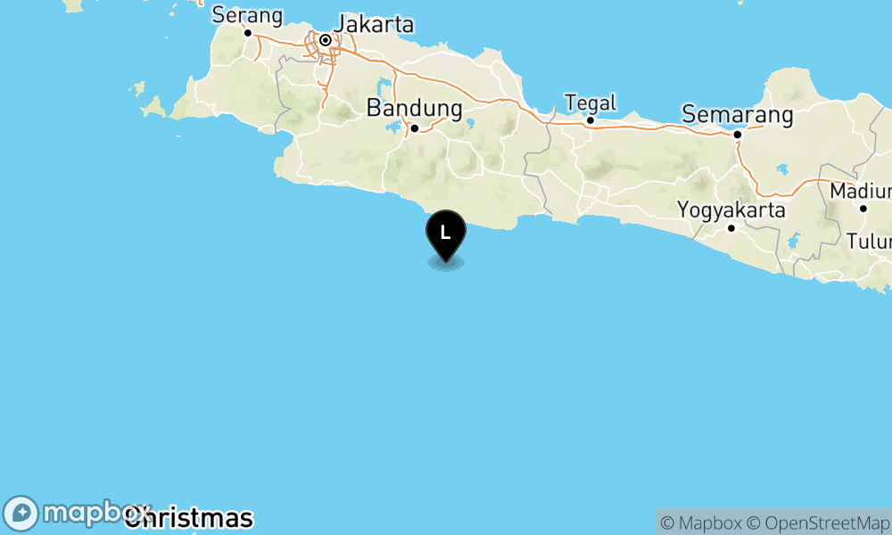 Peta Gempa Pusat gempa berada di laut 83 km BaratDaya Pangandaran