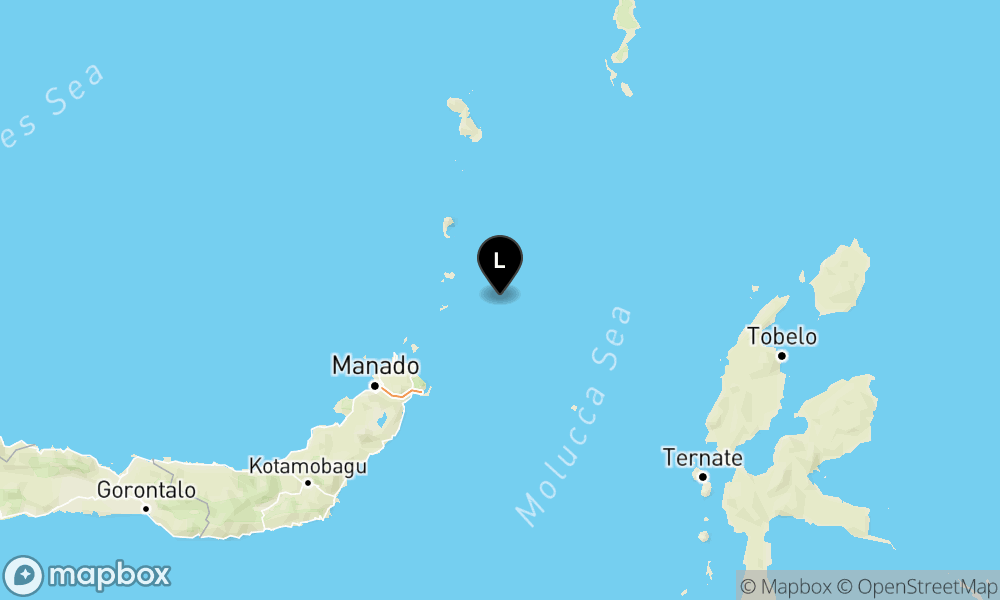 Peta Gempa Pusat gempa berada di laut 82 km Tenggara Ondong Siau
