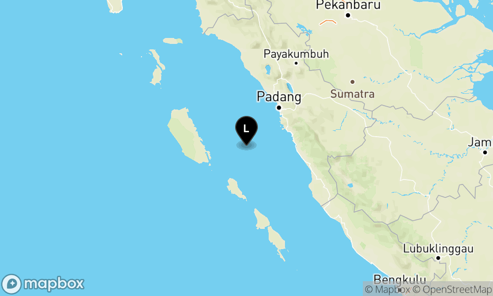 Peta Gempa Pusat gempa berada di laut 71 km Timurlaut Pulau Sipora, kep. Mentawai
