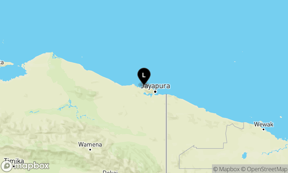 Peta Gempa Pusat gempa berada di laut 20 km Baratlaut Kabupaten Jayapura