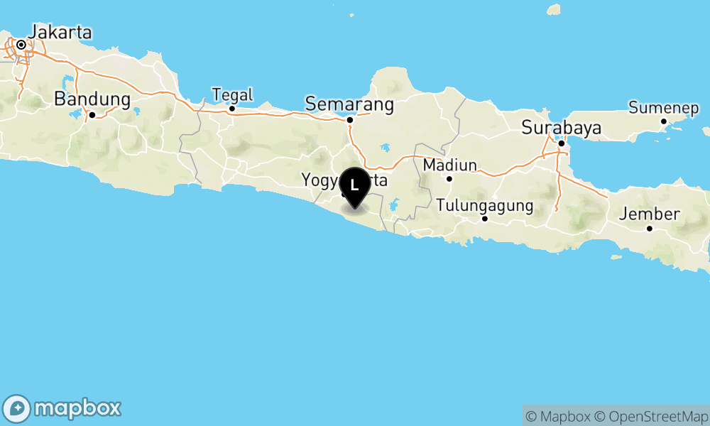 Peta Gempa Pusat gempa berada di darat 14 km BaratDaya Gunungkidul