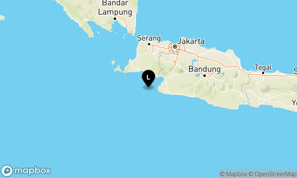 Peta Gempa Pusat gempa berada di laut 40 km barat daya Bayah
