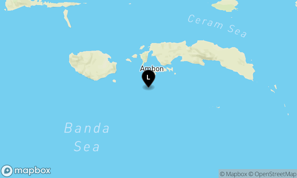 Peta Gempa Pusat gempa berada di laut 43 km selatan Ambon