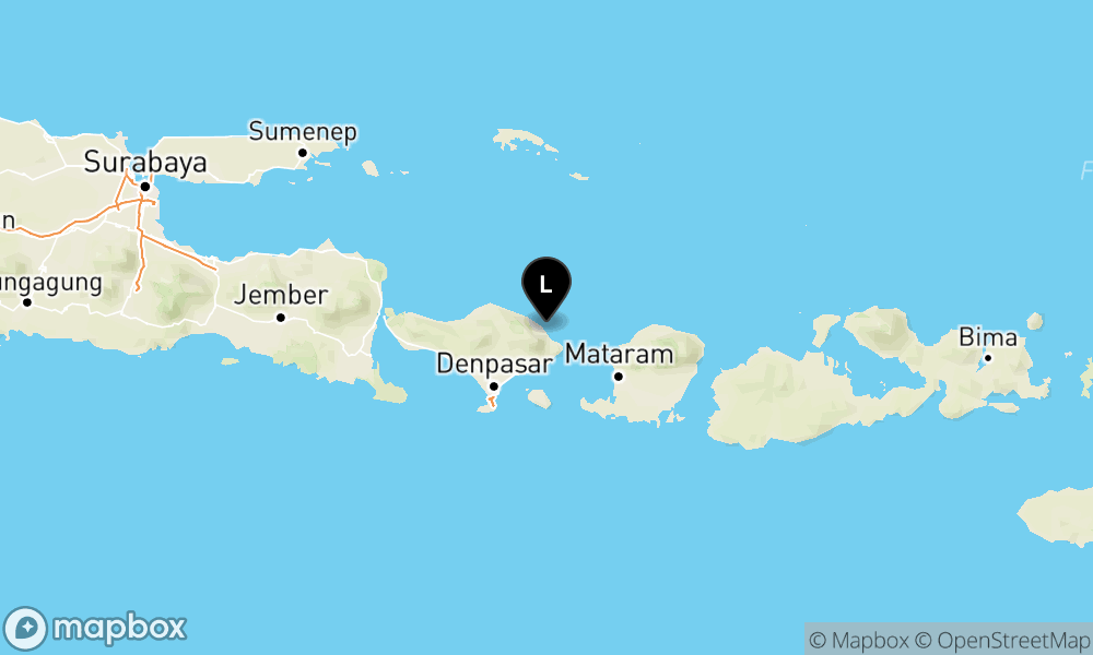 Peta Gempa Pusat gempa berada di laut 14 km Timur Laut Karangasem