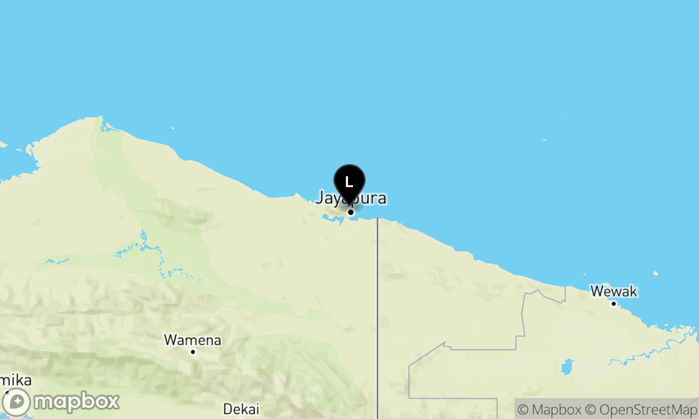 Peta Gempa Pusat gempa berada di darat 4 km Barat Laut Kota Jayapura