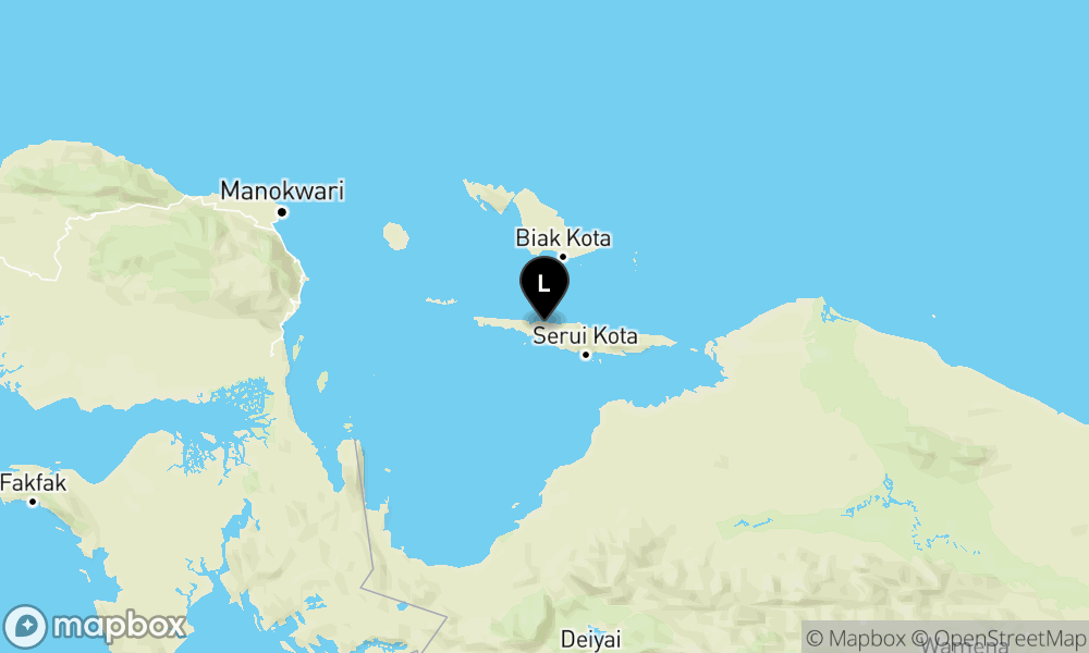 Peta Gempa 25 km BaratLaut KEP-YAPEN-PAPUA