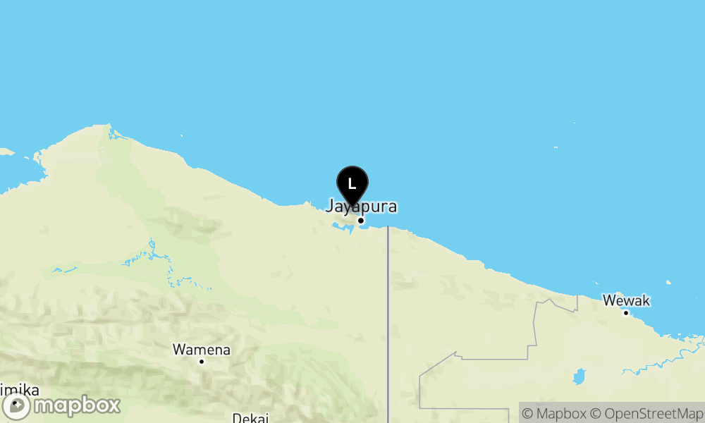 Peta Gempa Pusat gempa berada di laut 16 km barat laut Kota Jayapura