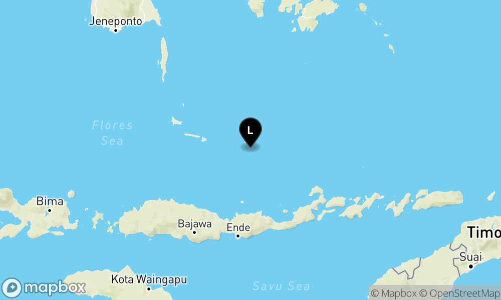 Peta Gempa Pusat gempa berada di laut 128 km BaratLaut Maumere-Sikka