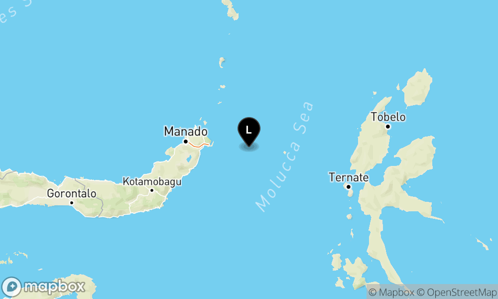 Peta Gempa Pusat gempa berada di laut 79 km Tenggara Bitung
